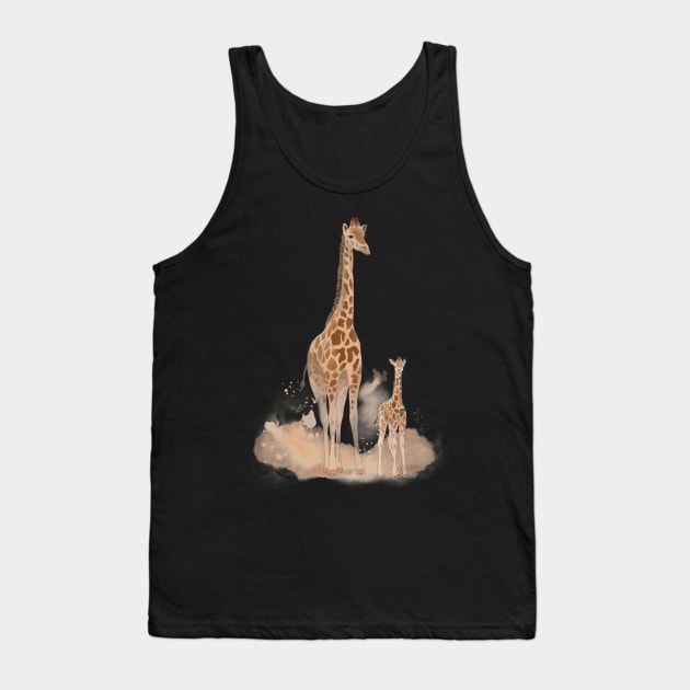 Mom giraffe with baby Tank Top by niaarts